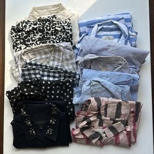 Lot of 10 J.Crew Button Ups + Pullovers - size 0/XS. Used/good conditions.